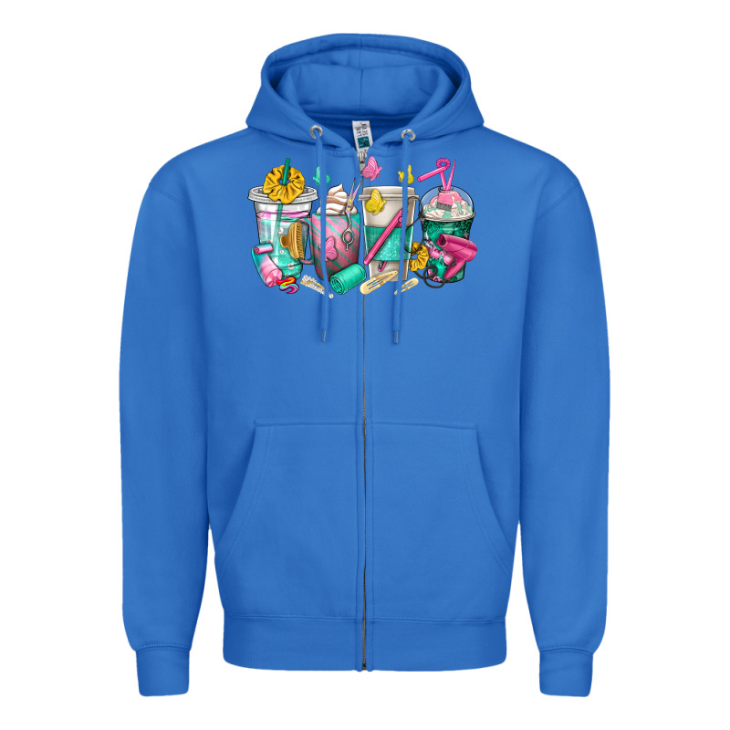 Hairstylist Coffee Cups Zipper Hoodie by texasbilliewilder | Teevron