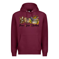 Burgundy Western Peace Love Chickens Premium Hoodie - LillyAllenDesigns