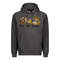 Charcoal Heather Western Peace Love Chickens Premium Hoodie - LillyAllenDesigns