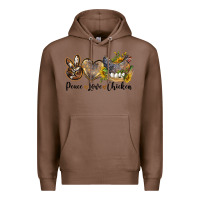 Chestnut Western Peace Love Chickens Premium Hoodie - LillyAllenDesigns
