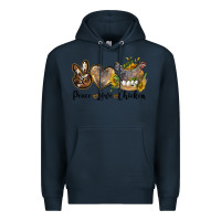 Navy Western Peace Love Chickens Premium Hoodie - LillyAllenDesigns