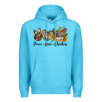 Ocean Blue Western Peace Love Chickens Premium Hoodie - LillyAllenDesigns
