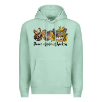 Seafoam Western Peace Love Chickens Premium Hoodie - LillyAllenDesigns