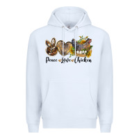 White Western Peace Love Chickens Premium Hoodie - LillyAllenDesigns