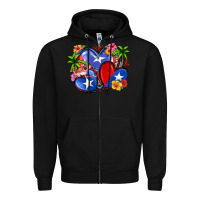 Black puerto rico hearts Zipper Hoodie - Zillion Design Studio