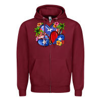 Burgundy puerto rico hearts Zipper Hoodie - Zillion Design Studio
