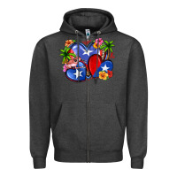 Charcoal Heather puerto rico hearts Zipper Hoodie - Zillion Design Studio
