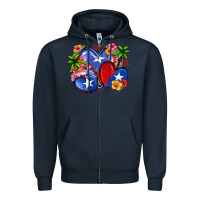 Navy puerto rico hearts Zipper Hoodie - Zillion Design Studio