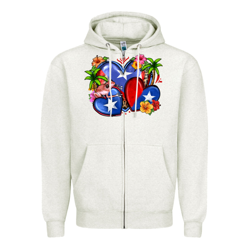 Puerto Rico Hearts Zipper Hoodie by Zillion Design Studio | Teevron