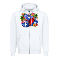 White puerto rico hearts Zipper Hoodie - Zillion Design Studio
