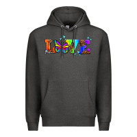 Charcoal Heather pride love butterflies Premium Hoodie - AdoDesignShop