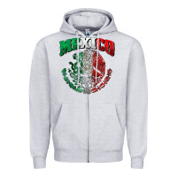 Heather Grey mexico coat of arms Zipper Hoodie - Zillion Design Studio
