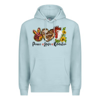 Blue Mist Peace Love Rooster With Sunflowers Premium Hoodie - LillyAllenDesigns
