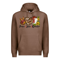 Chestnut Peace Love Rooster With Sunflowers Premium Hoodie - LillyAllenDesigns