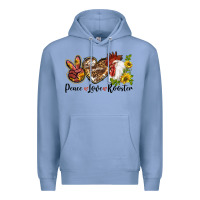 Colony Blue Peace Love Rooster With Sunflowers Premium Hoodie - LillyAllenDesigns