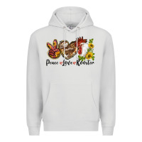 Dove Grey Peace Love Rooster With Sunflowers Premium Hoodie - LillyAllenDesigns