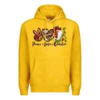 Lemon Peace Love Rooster With Sunflowers Premium Hoodie - LillyAllenDesigns