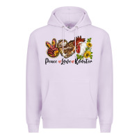 Lilac Peace Love Rooster With Sunflowers Premium Hoodie - LillyAllenDesigns