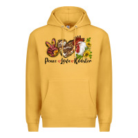Mustard Peace Love Rooster With Sunflowers Premium Hoodie - LillyAllenDesigns