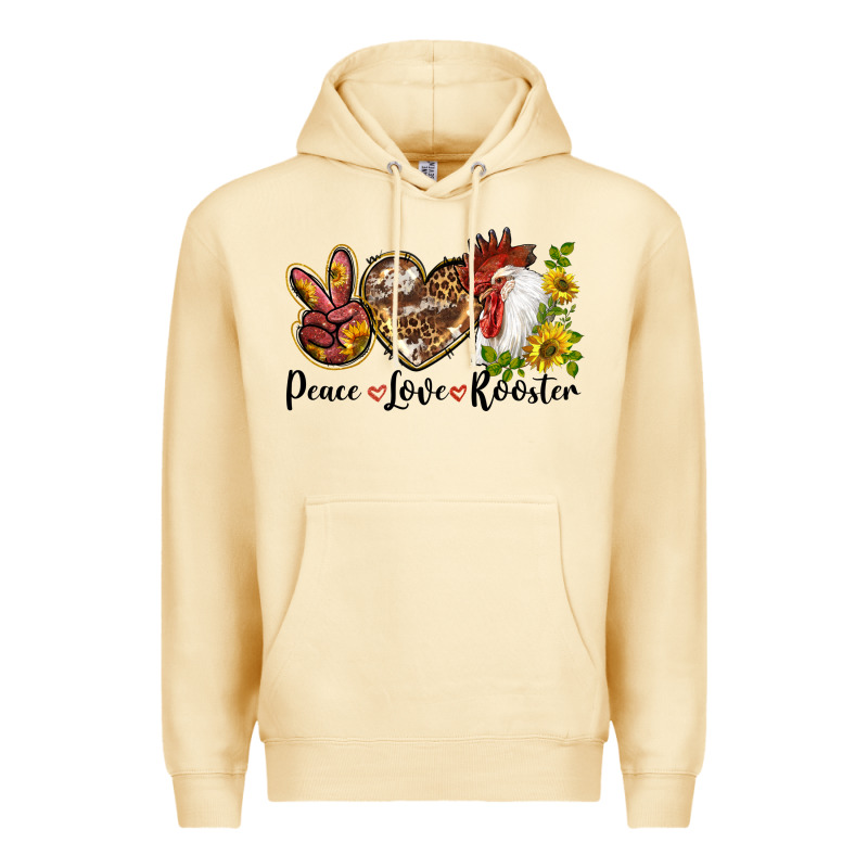 Peace Love Rooster With Sunflowers Premium Hoodie by LillyAllenDesigns | Teevron