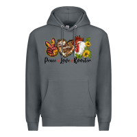 Rock Peace Love Rooster With Sunflowers Premium Hoodie - LillyAllenDesigns