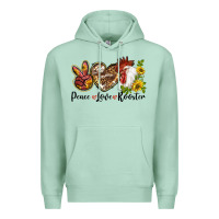 Seafoam Peace Love Rooster With Sunflowers Premium Hoodie - LillyAllenDesigns