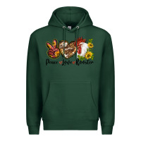 Sports Green Peace Love Rooster With Sunflowers Premium Hoodie - LillyAllenDesigns