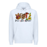 White Peace Love Rooster With Sunflowers Premium Hoodie - LillyAllenDesigns