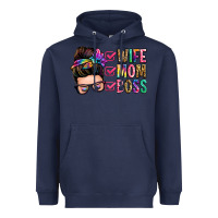Navy wife mom boss messy bun Heavyweight Hoodie - Zillion Design Studio