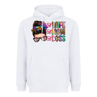 Wife Mom Boss Messy Bun Heavyweight Hoodie | Teevron