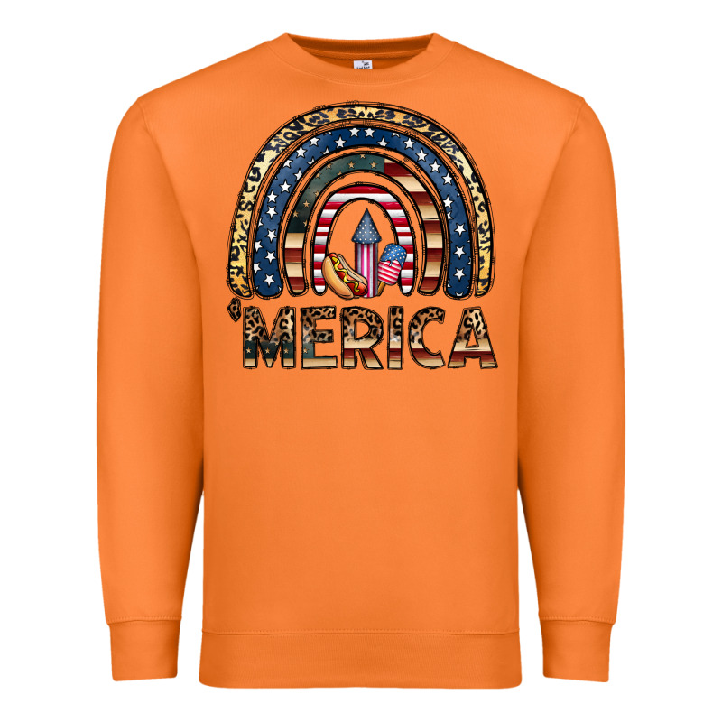 Merica Rainbow Premium Sweatshirt by CowhideDigitalArt | Teevron
