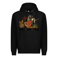 Black Western Peace Love T-Rex Premium Hoodie - LillyAllenDesigns