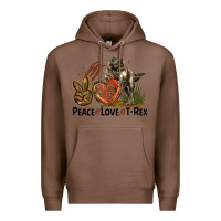 Chestnut Western Peace Love T-Rex Premium Hoodie - LillyAllenDesigns