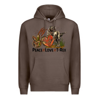 Coffee Western Peace Love T-Rex Premium Hoodie - LillyAllenDesigns