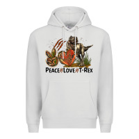 Dove Grey Western Peace Love T-Rex Premium Hoodie - LillyAllenDesigns