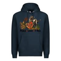 Navy Western Peace Love T-Rex Premium Hoodie - LillyAllenDesigns