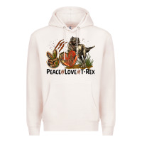 Pale Pink Western Peace Love T-Rex Premium Hoodie - LillyAllenDesigns