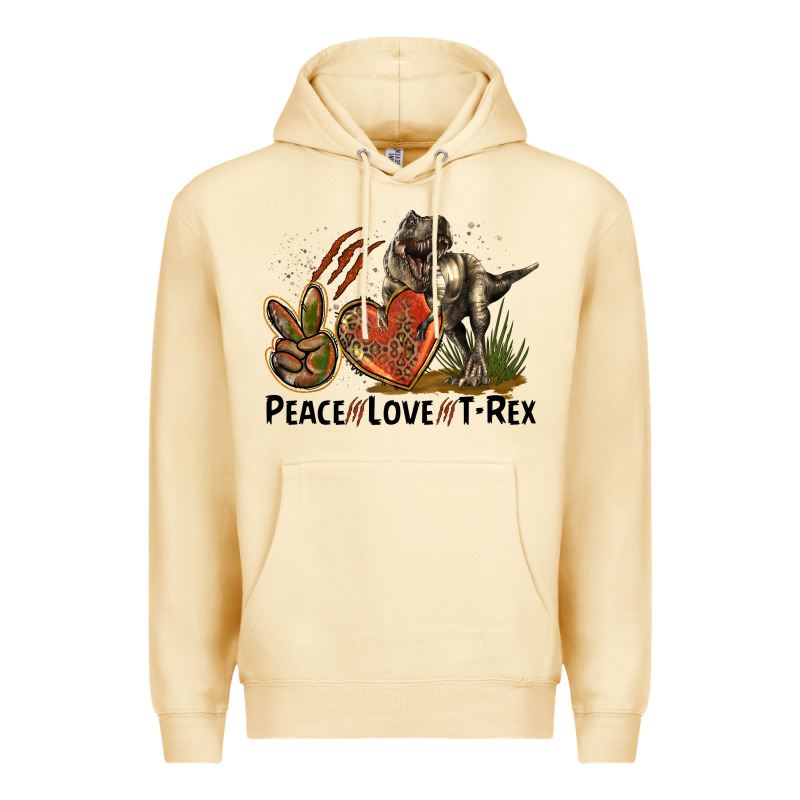 Western Peace Love T-rex Premium Hoodie by LillyAllenDesigns | Teevron