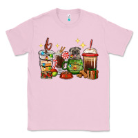 Bubblegum Pink Christmas coffee cups with Pug Classic Tee - RanaPortraitStore