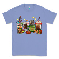 Colony Blue Christmas coffee cups with Pug Classic Tee - RanaPortraitStore