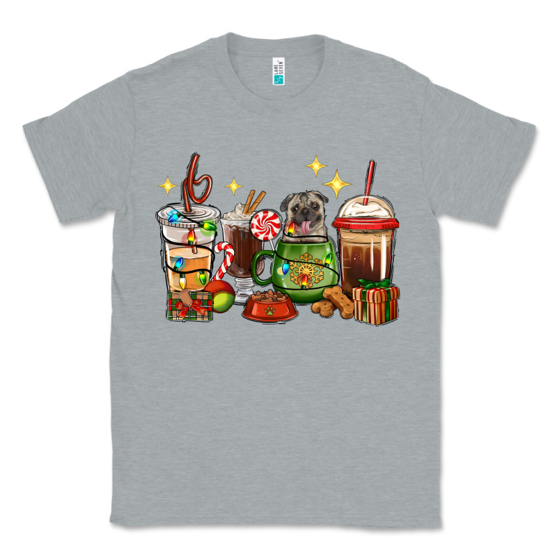 Christmas Coffee Cups With Pug Classic Tee by RanaPortraitStore | Teevron