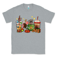 Heather Grey Christmas coffee cups with Pug Classic Tee - RanaPortraitStore