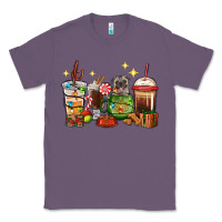 Lavender Christmas coffee cups with Pug Classic Tee - RanaPortraitStore