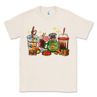 Natural Christmas coffee cups with Pug Classic Tee - RanaPortraitStore