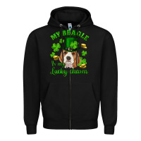 Black st.patrick's day my beagle is my lucky charm Zipper Hoodie - RanaPortraitStore