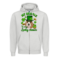 Dove Grey st.patrick's day my beagle is my lucky charm Zipper Hoodie - RanaPortraitStore