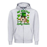 Heather Grey st.patrick's day my beagle is my lucky charm Zipper Hoodie - RanaPortraitStore
