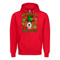Red st.patrick's day my beagle is my lucky charm Zipper Hoodie - RanaPortraitStore