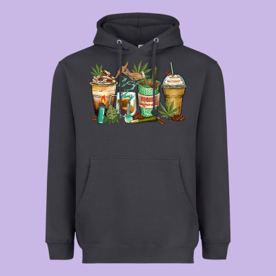 Highly Caffeinated Coffee Cups Heavyweight Hoodie Designed By Zillion Design Studio