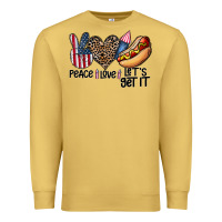 Antique Gold peace love let's get it Premium Sweatshirt - CowhideDigitalArt